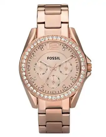 Suburbia Reloj fossil riley extensible de acero con logotipo para dama oferta