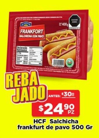 HEB HCF Salchicha Frankfurt de Pavo 500g oferta