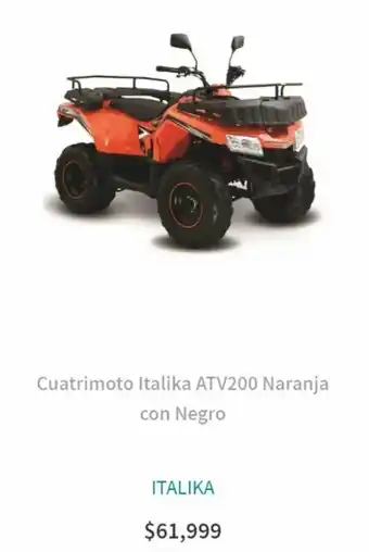 Elektra Cuatrimoto Italika ATV200 Naranja con Negro oferta