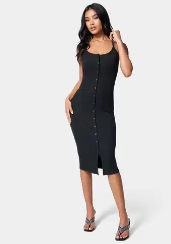 Bebe Button front rib midi dress oferta