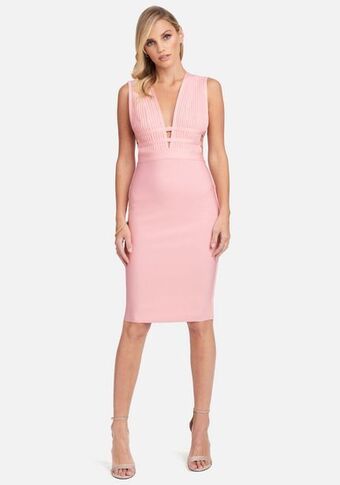 Bebe Plunge neck bandage dress oferta