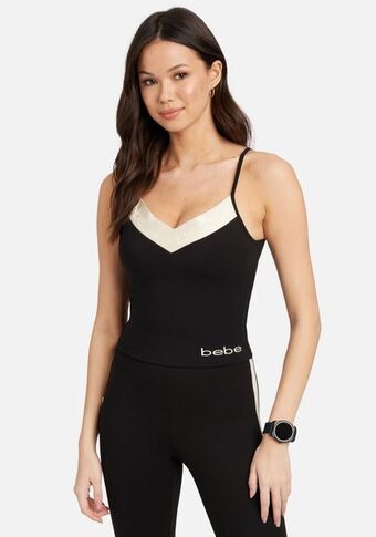 Bebe Bebe rubberized contrast elastic top oferta