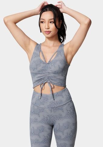 Bebe Bebe logo foiled print ruched front knit top oferta