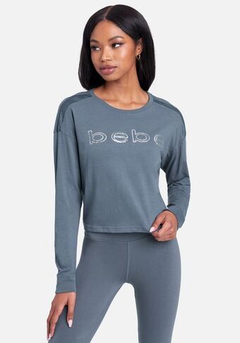 Bebe Bebe logo sequin long sleeve top oferta