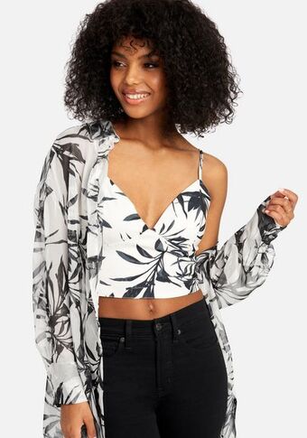 Bebe Satin bustier top with matching chiffon blouse oferta