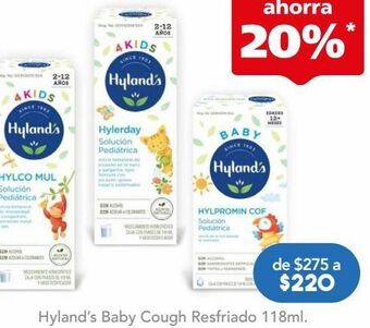 Farmacia San Pablo Hyland's hylpromin cof pediátrico +12 meses para el alivio de la tos por resfriado 118 ml oferta