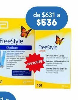 Farmacia San Pablo Freestyle optimun 2 cajas con 50 tiras cada una+100 lancetas 3 piezas oferta