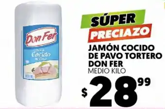 Merco Jamón Cocido de Pavo Tortero Don Fer medio kilo oferta