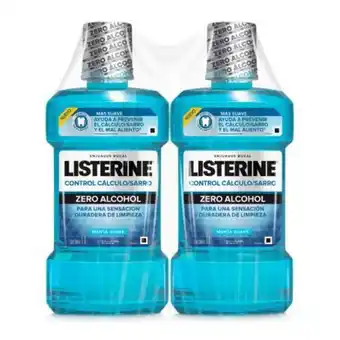 Enjuague bucal listerine control sarro zero alcohol 2 pzas de 1 l