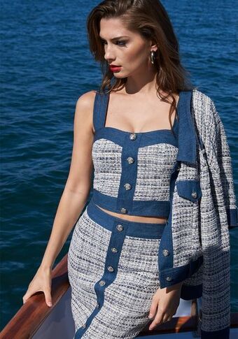 Bebe Denim & tweed combo tailored jacket oferta