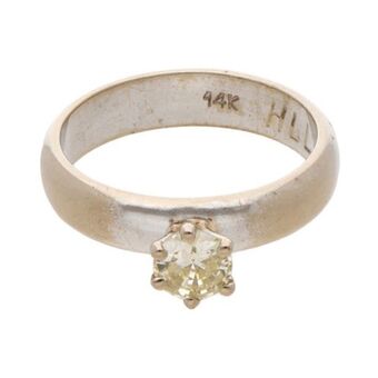 Nacional Monte de Piedad Anillo solitario con diamante en oro blanco 14 kilates. oferta