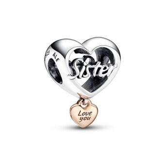 Pandora Charm corazón yo te amo hermana recubrimiento en oro rosa de 14k | pandora plata esterlina oferta