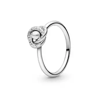 Pandora Anillo nudo reluciente con perla artificial blanca laqueada oferta