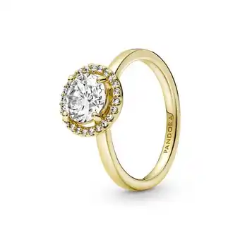 Pandora Anillo halo redondo brillante recubrimiento en oro de 14k oferta