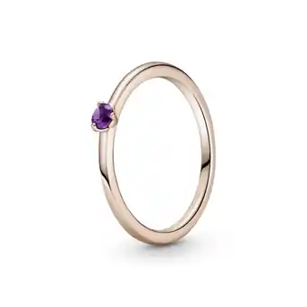 Anillo solitario morado recubrimiento en oro rosa de 14k
