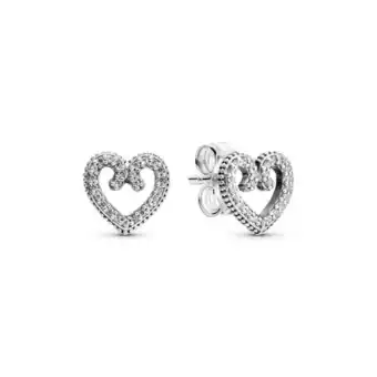 Aretes de botón remolinos del corazón