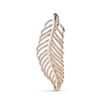Pandora Dije pluma brillante recubrimiento en oro rosa de 14k oferta