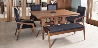 Muebles Dico Comedor rectangular kansas con 2 sillas, 2 sillones y 1 banca negro oferta