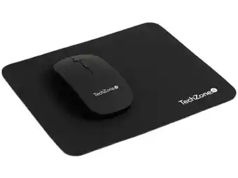 Kit de mouse inalámbrico y mousepad techzone , hasta 1600 dpi, usb. color negro.