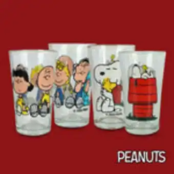 Vasos de cristal snoopy, 4 piezas