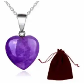 Collar corazon amatista cuarzo piedra chakras yoga love