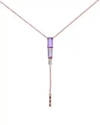 Gargantilla de oro rosa 14k con 2pts de diamante y amatista (vs1-vs2) (g-h)