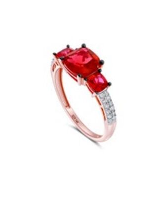 Joyerías Bizzarro Anillo de oro rosa 14k con 14pts de diamante y rubi asp-18 (vs1-vs2) (g-h) oferta
