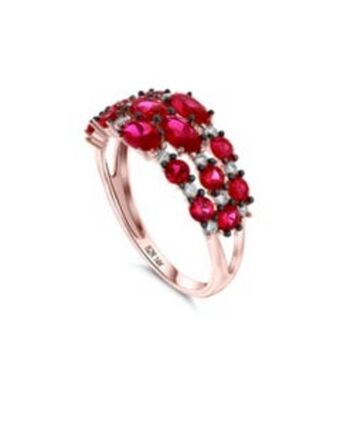 Joyerías Bizzarro Anillo de oro rosa 14k con 22pts de diamante y rubi asp-20 (vs1-vs2) (g-h) oferta