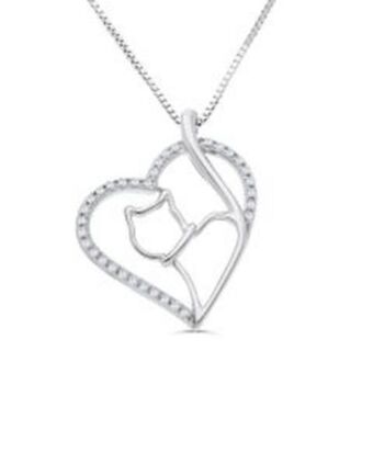 Joyerías Bizzarro Dije de oro blanco 14k con cadena con 7pts de diamante (vs1-vs2) (g-h) oferta