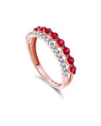 Joyerías Bizzarro Anillo de oro rosa 14k con 23pts de diamante y rubi asp-23 (vs1-vs2) (g-h) oferta