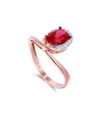 Joyerías Bizzarro Anillo de oro rosa 14k con 10pts de diamante y rubi asp-387-anr (vs1-vs2) (g-h) oferta