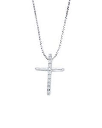 Joyerías Bizzarro Crucifijo con cadena oro blanco 14k con zirconias oferta