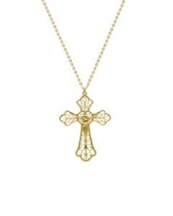 Joyerías Bizzarro Crucifijo de oro amarillo con cadena 14k (grande) oferta