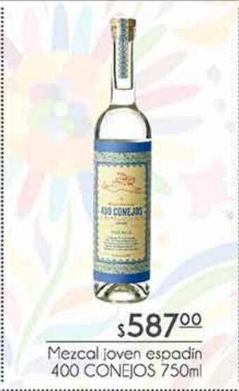 Mezcal joven espadin 400 conejos 750ml