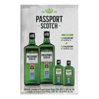 Sam's Club Whisky passport scotch 2 pzas de 1 l + 2 pzas de 350 ml c/u oferta