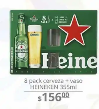 8 pack cerveza + vaso heineken 355ml