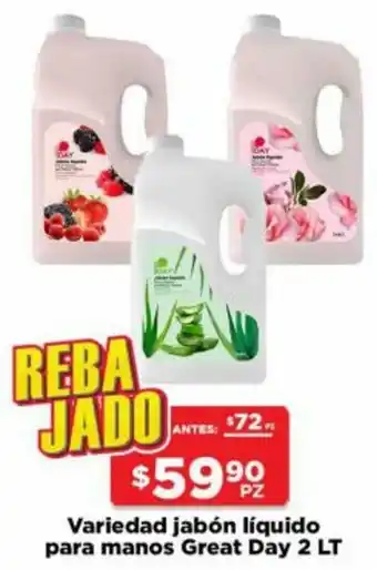 HEB Variedad Jabón Líquido para Manos Great Day 2lt oferta