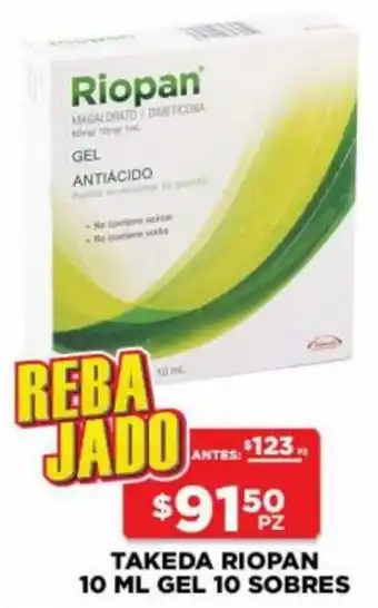 HEB Takeda Riopan 10ml Gel 10 Sobres oferta