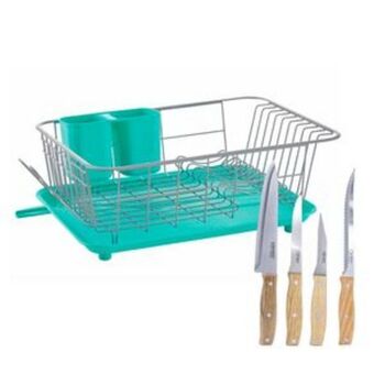 El Bodegón Set escurridor/cuchillos ekco de 8 piezas color turquesa hechos de acero, madera y polipropileno. oferta
