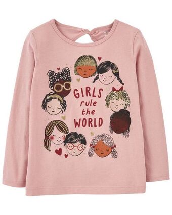 Carter's Playera de jersey con la leyenda “girls rule the world” carter's oferta