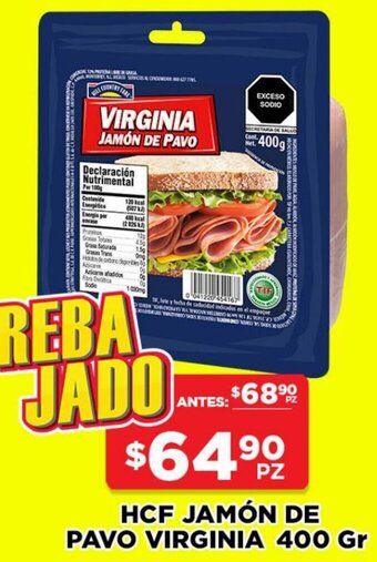 HEB HCF Jamón Virginia de Pavo 400g oferta