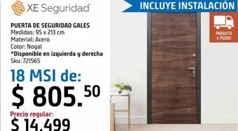 Sodimac Homecenter Puerta seguridad gales súper 95x213cm nogal izquierda oferta