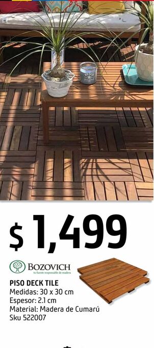 Sodimac Homecenter Piso deck tile madera de cumarú 30x30 oferta