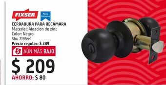 Cerradura pomo cilindrica funcion alcoba fixser acabado negro