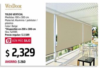 Sodimac Homecenter Toldo vertical beige 100 x 300 cm oferta
