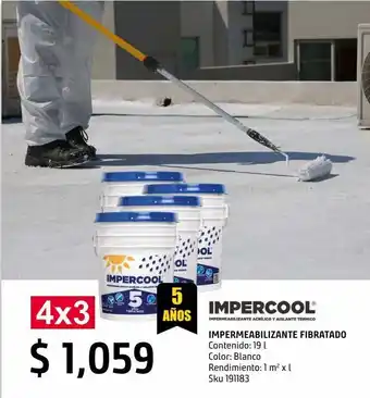 Impermeabilizante impercool fibratado 5 años blanco 19 l
