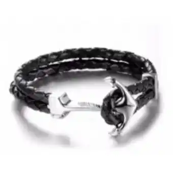 Pulsera 100% piel fina para caballero ancla sbt010