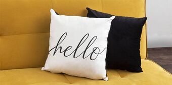 Muebles Dico Cojín decorativo hello tela negro oferta