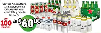 Soriana Mercado Cerveza Amsel Ultra, XX Lager, Bohemia Cristal y Heineken 355ml oferta