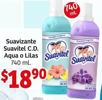 Soriana Mercado Suavizante Suavitel C.D. Aqua o Lilas 740ml oferta
